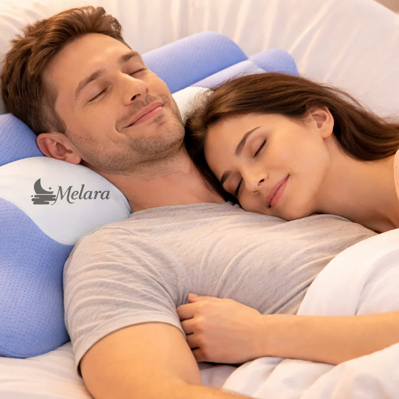 Couple sleeping comfortably on Melara Apex Pillows
